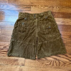 Polo Ralph Lauren Women's Ghurka Goat Leather Suede Cargo Shorts Sz 6